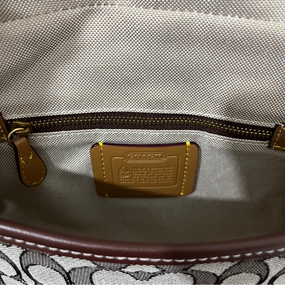Coach Brown Signature Canvas Shoulder Bag with Leather Trim - Picture 9 of 11